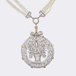 Highcarat Diamond Pendant on Pearl Necklace