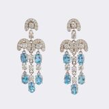 Pair of Aquamarine Diamond Earrings - image 1