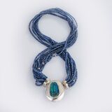 Sapphire Necklace with Diamond Boulder Opal Clasp - image 1