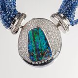 Sapphire Necklace with Diamond Boulder Opal Clasp - image 2
