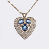Heartshaped Sapphire Diamond Pendant on Necklace - image 1