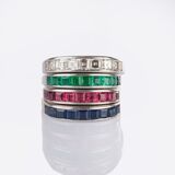 Four Stacking Rings with Diamonds, Rubies, Sapphires and Emeralds - image 1