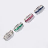 Four Stacking Rings with Diamonds, Rubies, Sapphires and Emeralds - image 3
