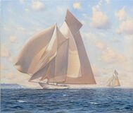 Sailing yacht under full sail