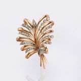 Vintage Diamond Flower Brooch - image 1