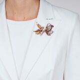 Ruby Diamond Vintage Brooch 'Oiseau avec escargot' - image 2