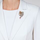 Art-déco Flower Brooch with Diamonds and Rubies - image 2