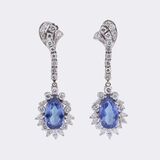 Pair of Diamond Earrings with changeable Pendants of Tanzanites and South Sea Pearls - image 1