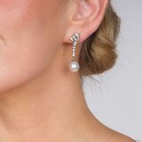 Pair of Diamond Earrings with changeable Pendants of Tanzanites and South Sea Pearls - image 3