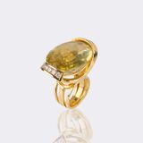 Modern Citrine Diamond Ring - image 1