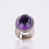 Amethyst Cocktail Ring with Diamonds - image 3