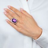 Amethyst Cocktail Ring with Diamonds - image 4