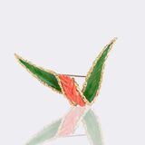 Vintage Brooch with Enamel and Coral