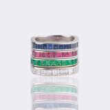 Four Stacking Rings with Diamonds,Sapphires and Rubies - image 1