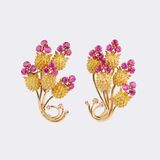 Pair of Vintage Ruby Flower Earrings - image 1