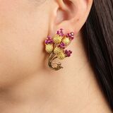 Pair of Vintage Ruby Flower Earrings - image 2