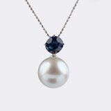 Southsea Pearl Pendant with Natural Sapphire on Chain
