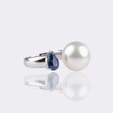 Pearl Ring with Natural Sapphire - image 2