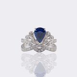 Natural Sapphire Ring with Diamonds - image 1