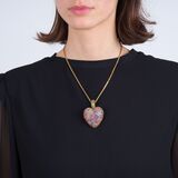 Large Heart Pendant with Colour Gemstones on Chain - image 3