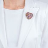 Large Heart Pendant with Colour Gemstones on Chain - image 4