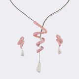 Modern two-piece Serpent Jewelry Set with Pink Sapphires and Brillanten - image 1