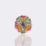 Cocktail Ring with Rubies, Sapphires and Emeralds - image 1