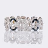 Very fine Art-déco Diamond Onyx Bracelet - image 1