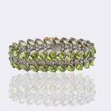 A high carat Peridot Bracelet with Diamonds - image 1