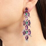 Pair of Amethyst Emerald Earpendants - image 2