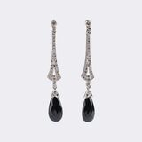 Pair of Art-Deco Diamond Onyx Earrings