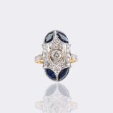 Art-déco Diamond-Sapphire Ring - image 1