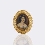 Pendant with Miniature Portrait in Gold Filigree Frame