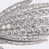 An excellent Vintage Emerald Diamond Flower Brooch - image 2