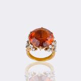 Exceptional Vintage Citrine Diamond Ring - image 3