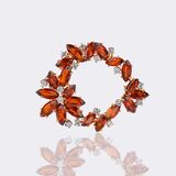 Vintage Citrine Diamond Brooch - image 1