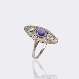 Art-déco Diamond Ring with natural Sapphire - image 3