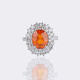 Fine-Color Spessartine Garnet Ring with Diamonds - image 1