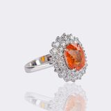 Fine-Color Spessartine Garnet Ring with Diamonds - image 2