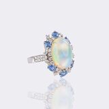 Opal Ring with Sapphires and Diamonds - image 1