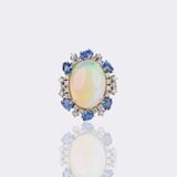 Opal Ring with Sapphires and Diamonds - image 2
