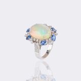 Opal Ring with Sapphires and Diamonds - image 3