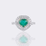 Fein Emerald-Diamond Ring in Heart Shape - image 1