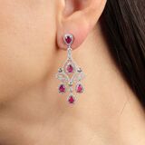 Pair of Ruby Diamond Chandelier Earrings - image 2