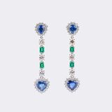 Pair of Sapphire Emerald Earrings with Diamonds - image 1