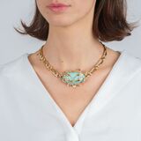 An extraordinary Turquoise Necklace with Diamonds - image 4