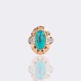 Turquoise Ring with Diamonds - image 1