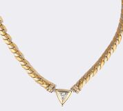Bicolour Gold Necklace with Trillant Diamond - image 1