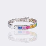 Rainbow Sapphire Ruby Bangle Bracelet with Diamonds - image 2