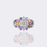Rainbow Sapphire Diamond Ring - image 1